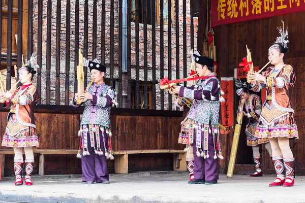 民俗文化展音乐家在城阳村 — 图库照片