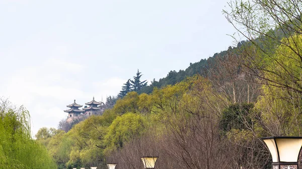 寺庙塔在绿色庭院 — 图库照片