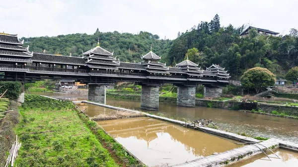 Canale e Chengyang Vento e ponte di pioggia — Foto Stock