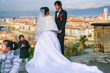 damat ve gelin düğün Floransa'da sırasında