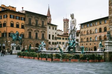 Piazza della Signoria kış Floransa şehrinde