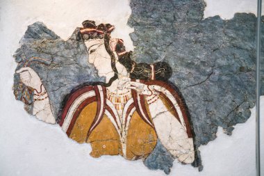 Antik minoan fresk gelen Thera Müzesi'nde