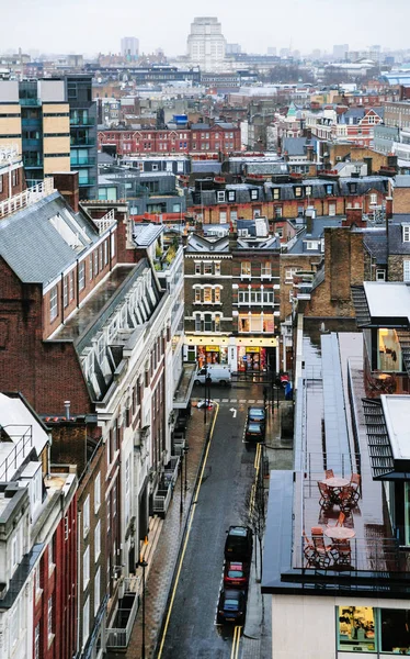 Street in London city in rainy winter day — Stock Photo, Image