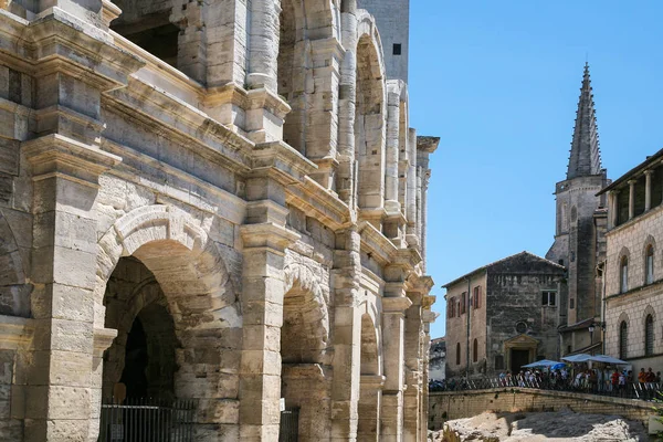 Zdi d'Arles arenů (římský amfiteátr) — Stock fotografie