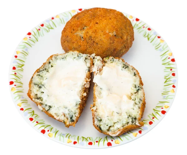 Spinach stuffed rice balls arancini on plate — Stock Photo, Image