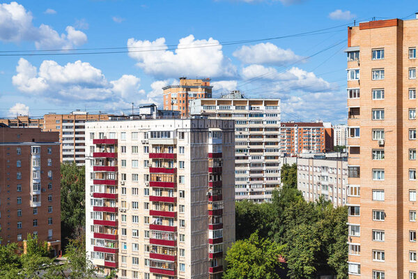 residential quarter in Moscow city in sunny day