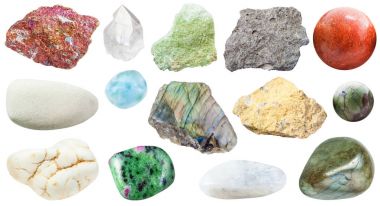 various specimens on natural mineral rocks clipart