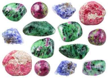 collection of various zoisite gemstones clipart