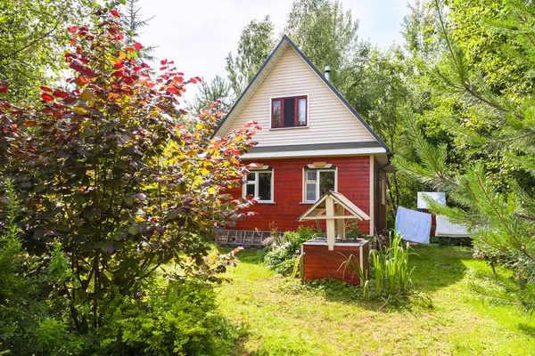 Nuovo cottage e bene sul cortile nel villaggio — Foto Stock