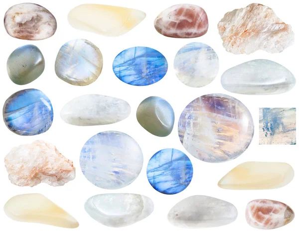 Collection of various moonstone gemstones — Stock Photo, Image