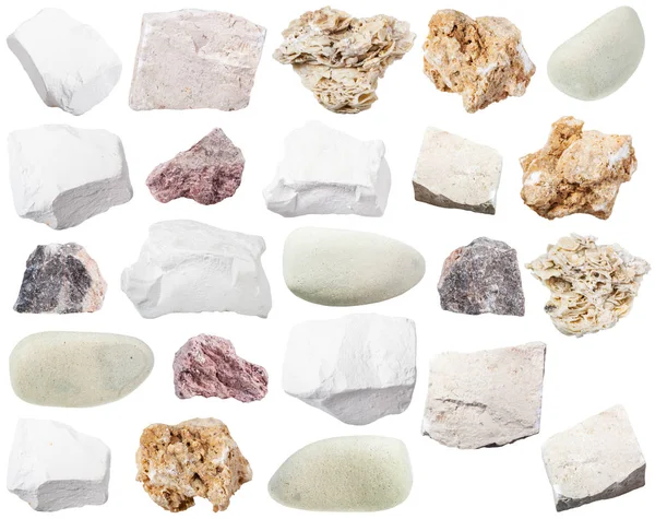 收集的各种孤立的石灰石岩石 — 图库照片