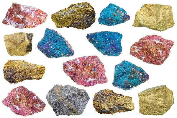Coleção de várias rochas de calcopirita — Fotografia de Stock