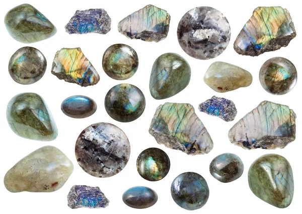 Coleção de várias pedras preciosas labradorite — Fotografia de Stock