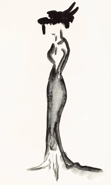 Uzun siyah Abiye kadında — Stok fotoğraf