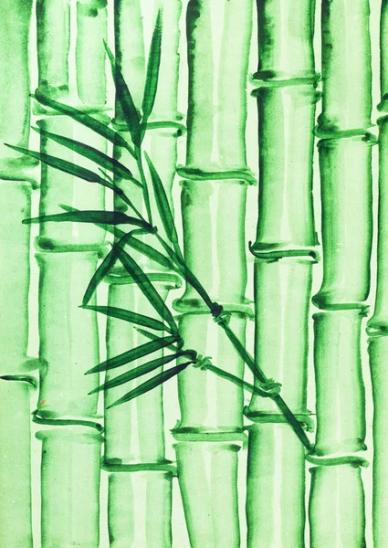 bamboo grove on green colored paper