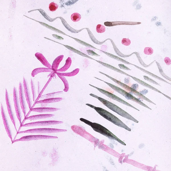 Sketches of grass on pink colored paper — Stock Photo, Image