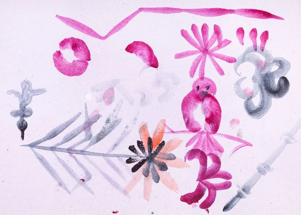 Różnych szkiców na różowy papier kolorowy — Zdjęcie stockowe