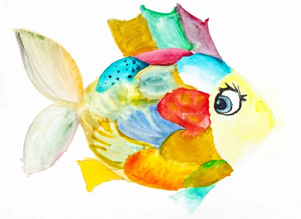 Fanny fish with multicolored scales drawn — Stock Photo, Image