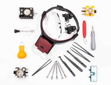 Üstten Görünüm saati tamir ekipmanları