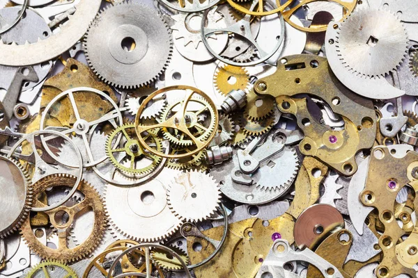 Many used watch spare parts close up — Stock Photo, Image