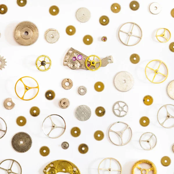 Pattern from various old watch spare parts — Stock Photo, Image