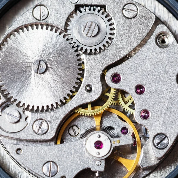 Gears of mechanical wristwatch close up — Stock Photo, Image