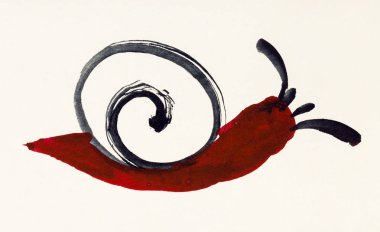 salyangoz krem renkli kağıda boyanmış