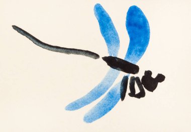 renkli kağıda yusufçuk mavi kanatlı uçan