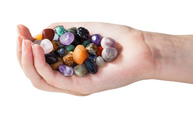 avuç izole çeşitli taşlar ile