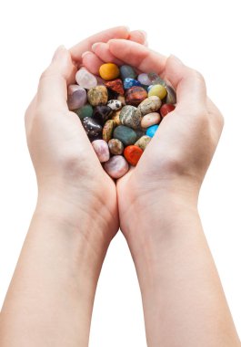 avuç çeşitli değerli taşlar birlikte görünümünü yukarıda