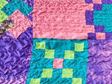 kare dikişli patchwork kumaş parçaları