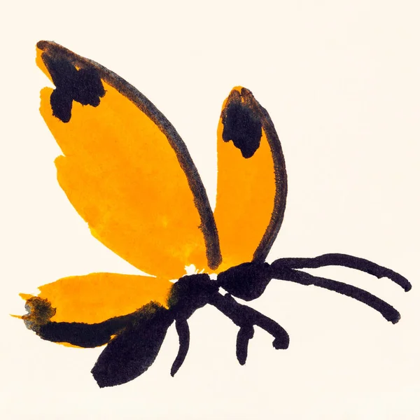 Mariposa con alas naranjas sobre papel color crema — Foto de Stock