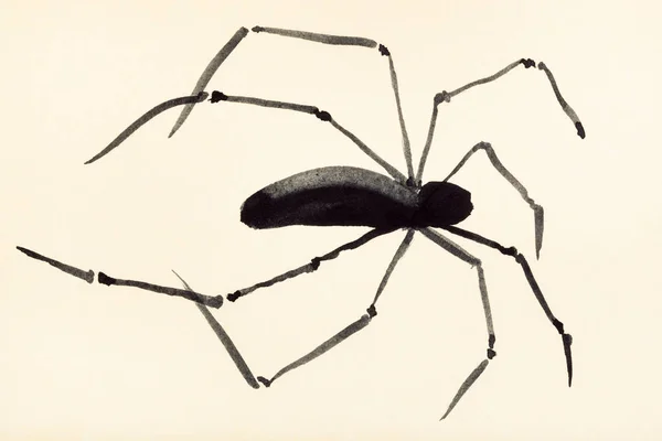 Spider painted on cream colored paper — Stock Photo, Image