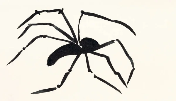 One spider hand painted on cream colored paper — Stock Photo, Image