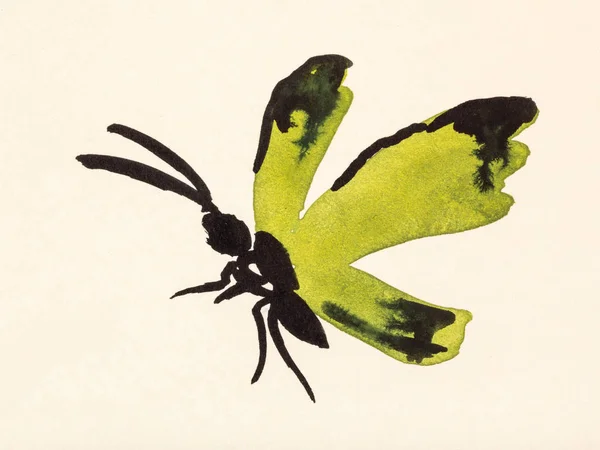 Motyl ze skrzydłami żółty na kolorowym papierze — Zdjęcie stockowe