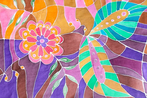 el çiçek süsleme batik İpek eşarp üzerinde çekilmiş.