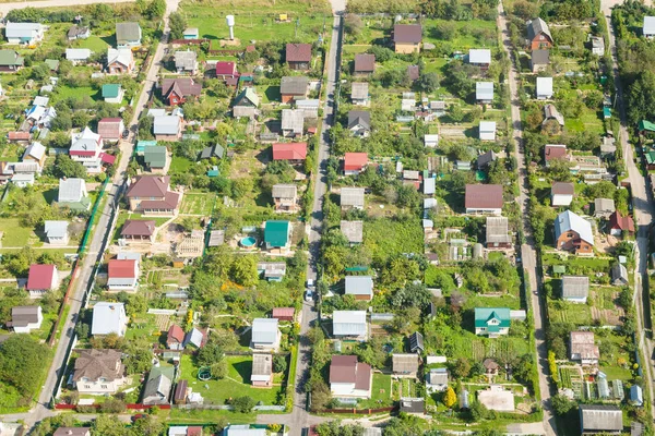 above view of country houses in suburb village
