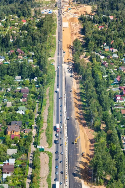 Vista superior de la construcción de la carretera — Foto de Stock