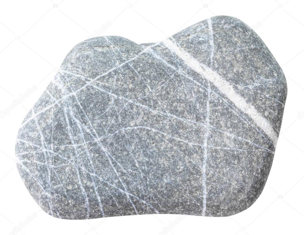 pebble of graywacke stone isolated