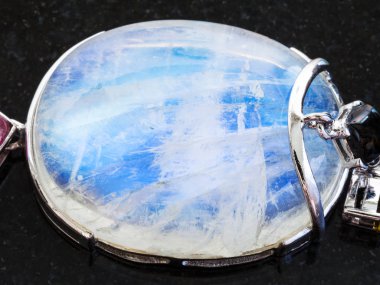 pendant from Moonstone gemstone on dark clipart