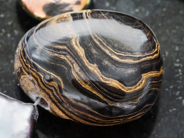 Přívěšek z Stromatolite drahokam na tmavé — Stock fotografie