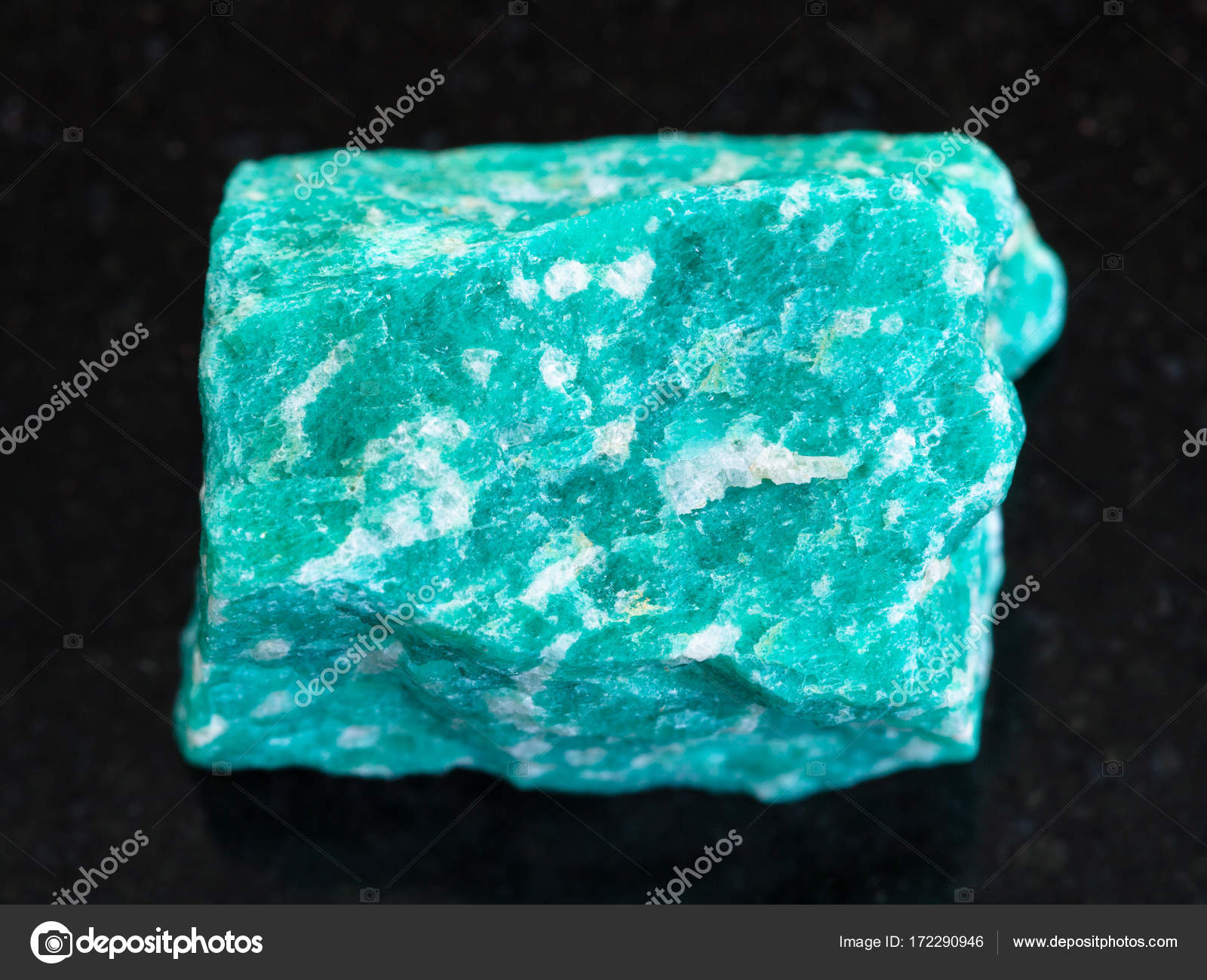 Raw Green Amazonite Stone On Dark Stock Photo Image By C Vvoennyy