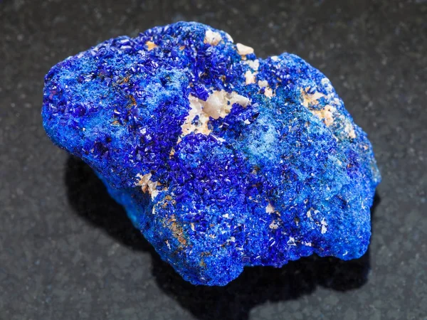 Raw crystalline Azurite stone on dark background — Stock Photo, Image