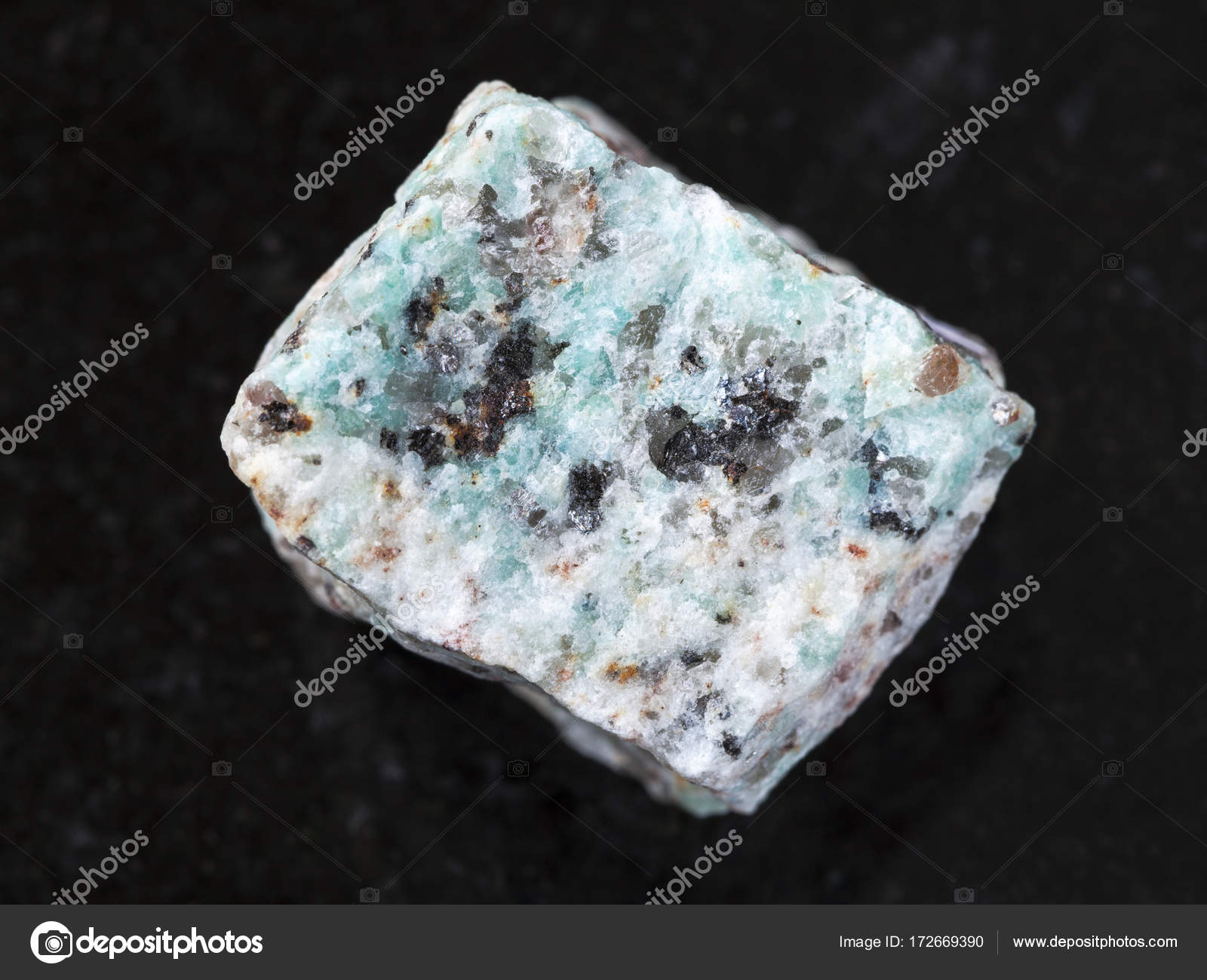 Raw Amazonite Granite Stone On Dark Background Stock Photo Image By C Vvoennyy