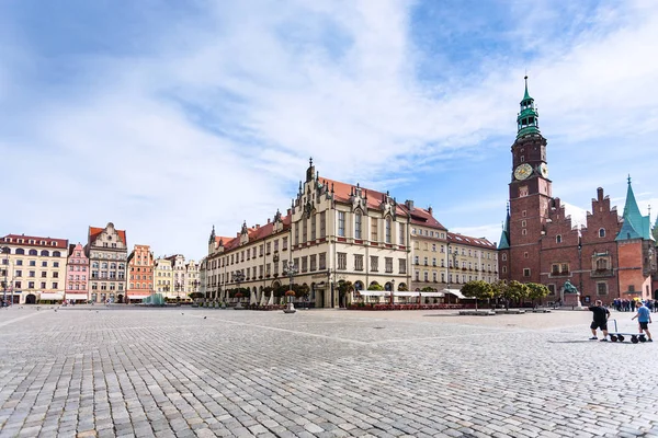 Praça do Mercado principal (Rynek) na cidade de Wroclaw — Fotografia de Stock