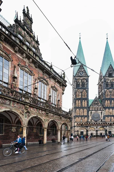 Radnice a katedrála na náměstí Bremen — Stock fotografie