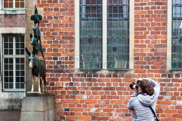 Foto de la estatua de Bremen Músicos de Bremen — Foto de Stock