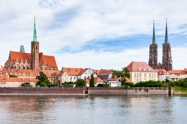 Wroclaw City Ostrow Tumski bölgesinin görünümü