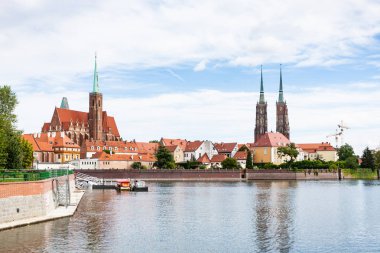 Katedraller ve Ostrow Tumski Wroclaw görünümü