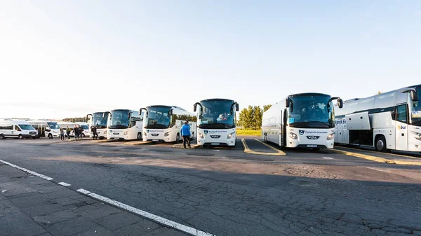 Parking lot of Reykjavik excursions buses — Stock Photo, Image